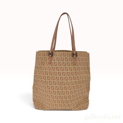 Sale Photo Thumbnail #452: Vintage Fendi Zucchino Beige and Tobacco Canvas Tote Bag