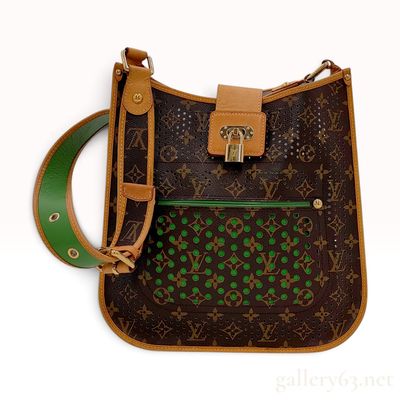 Sale Photo Thumbnail #167: Vintage Louis Vuitton Perforated Monogram Musette Vert Canvas Crossbody Bag