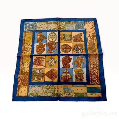 Sale Photo Thumbnail #55: Vintage Hermes Persona Blue Silk Carre 45