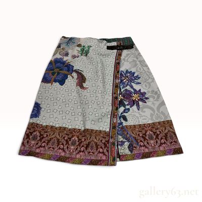 Sale Photo Thumbnail #449: Etro Multi-Color Floral Wool A-Line Wrap Skirt Size 42