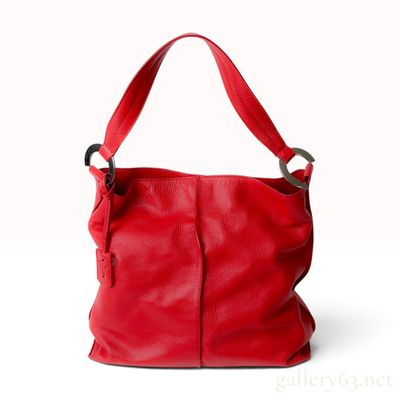 Sale Photo Thumbnail #32: Furla Red Pebbled Leather Large Hobo Shoulder Bag