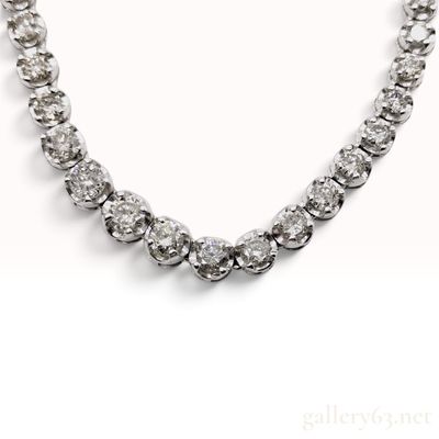 Sale Photo Thumbnail #464: 5.02ctw Natural Diamond Pt850 Graduated Tennis Necklace