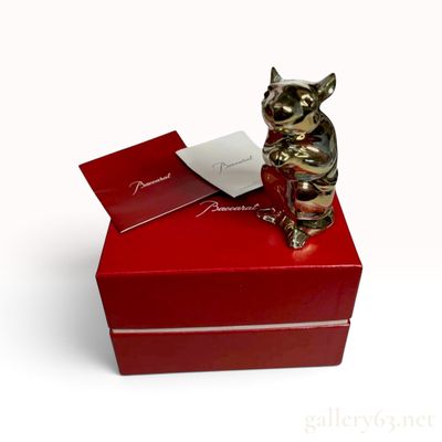 Sale Photo Thumbnail #255: BACCARAT (French) -- "Zodiac" Gold Crystal Rat, 2020 Year of the Rat, No. 2813062, with Original Box and Papers