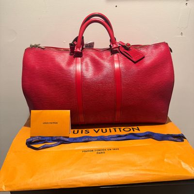 Sale Photo Thumbnail #9: LOUIS VUITTON KEEPALL 50, RED EPI LEATHER (M42967)