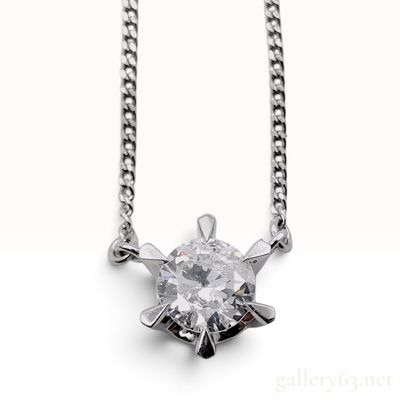 Sale Photo Thumbnail #310: Pt850 Platinum and 0.59ct Natural Diamond Solitaire Pendant Necklace