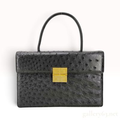 Sale Photo Thumbnail #35: Vintage Givenchy Black Ostrich Leather Top Handle Bag