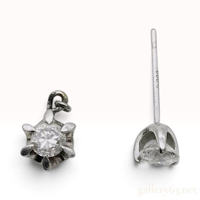Sale Photo Thumbnail #339: Pt900 Platinum and 0.40ctw Natural Diamond Pendant and Single Stud Earring