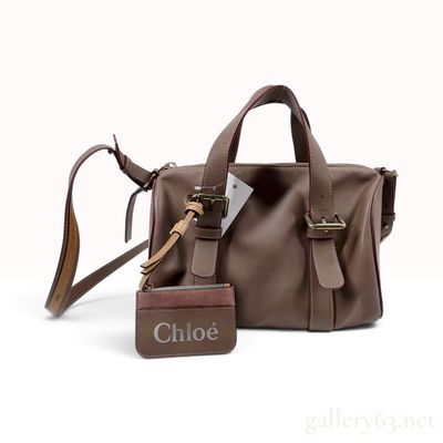 Sale Photo Thumbnail #159: Chloe Taupe Calfskin Leather Bowling Bag with Accessory Pouch