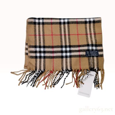 Sale Photo Thumbnail #90: Vintage Burberrys Nova Check Beige Lambswool Scarf NWT