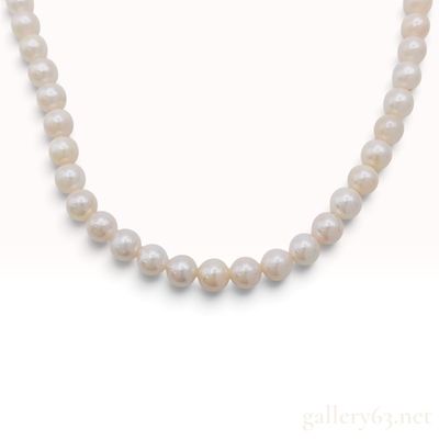 Sale Photo Thumbnail #58: Vintage Silver and 6mm to 6.5mm Cultured Pearl Knotted Strand Necklace