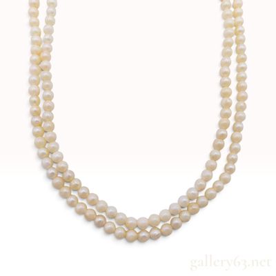 Sale Photo Thumbnail #441: Vintage White Cultured Pearl and Silver Double Strand Necklace