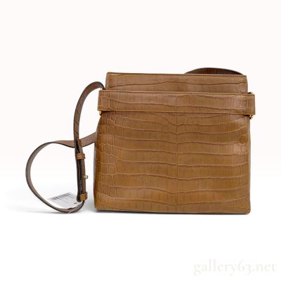 Sale Photo Thumbnail #295: Vintage Salvatore Ferragamo Cognac Crocodile-Embossed Leather Shoulder Bag with Tag