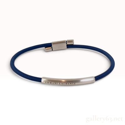 Sale Photo Thumbnail #344: Armani Exchange Navy Blue Cord and Stainless Steel Bracelet with Box
