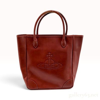 Sale Photo Thumbnail #435: Vivienne Westwood Burgundy Leather Orb Tote Bag