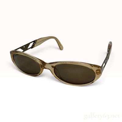 Sale Photo Thumbnail #169: Vintage Emporio Armani 532-S Amber Acetate and Gold Metal Oval Sunglasses