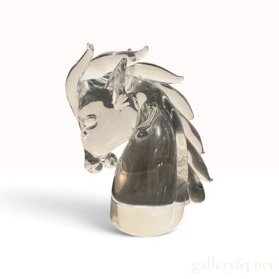 Sale Photo Thumbnail #203: Cartier Crystal Horse Head Sculpture -- Signed, Free-Form Sculpted Mane