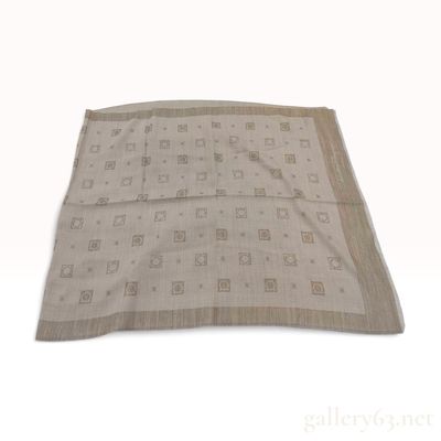 Sale Photo Thumbnail #388: Vintage Salvatore Ferragamo Gancini Monogram Beige Silk Wool Scarf 95cm with Box
