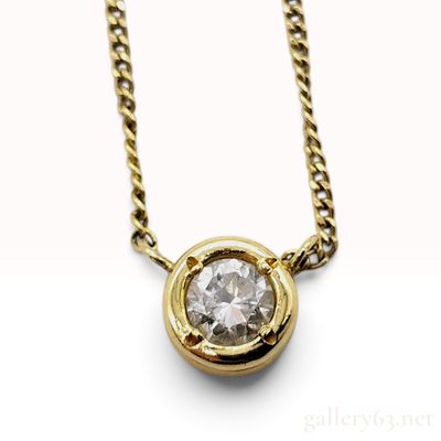 Sale Photo Thumbnail #123: 18K Yellow Gold and 0.29ct Natural Diamond Solitaire Pendant Necklace