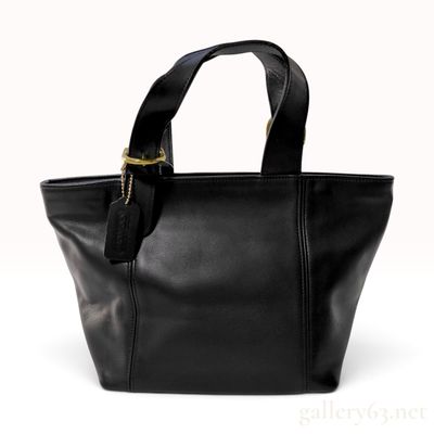 Sale Photo Thumbnail #216: Vintage Coach Black Leather Tote Bag