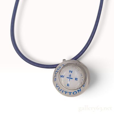 Sale Photo Thumbnail #96: Vintage Louis Vuitton Cup 2000 Blue Acrylic Compass Pendant Necklace