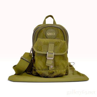 Sale Photo Thumbnail #28: Gucci Off The Grid Olive Green Recycled Nylon Sling Backpack with Box
