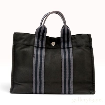 Sale Photo Thumbnail #415: Hermes Fourre Tout Herline Black Canvas Tote Bag