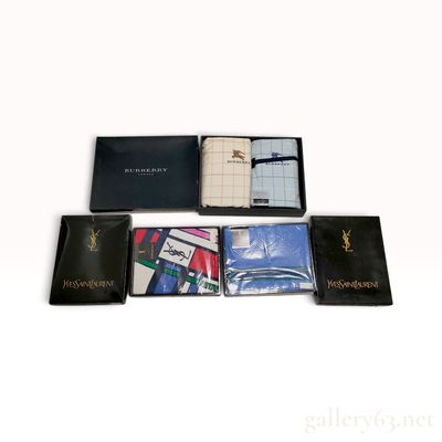 Sale Photo Thumbnail #582: A Collection of Burberry London and Yves Saint Laurent Cotton Sheets and Towels with Boxes