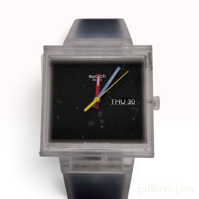 Sale Photo Thumbnail #253: Swatch What If... See Thru Black? SO38K700 Square Bioceramic Quartz Wristwatch 33.2mm