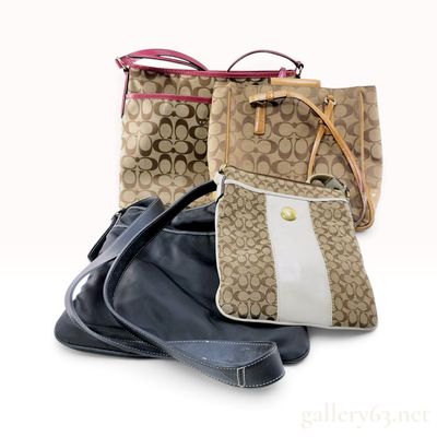 Sale Photo Thumbnail #551: A Collection of Four Coach Signature Jacquard and Leather Handbags
