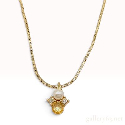 Sale Photo Thumbnail #227: Vintage Christian Dior Faux Pearl and Crystal Pendant Necklace