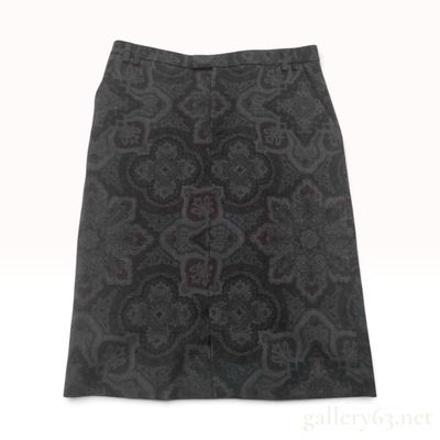 Sale Photo Thumbnail #65: Vintage Etro Paisley Jacquard Charcoal Wool Blend Pencil Skirt Size 44