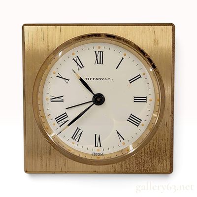 Sale Photo Thumbnail #524: Vintage Tiffany & Co Brushed Brass 8-Day Alarm Desk Clock