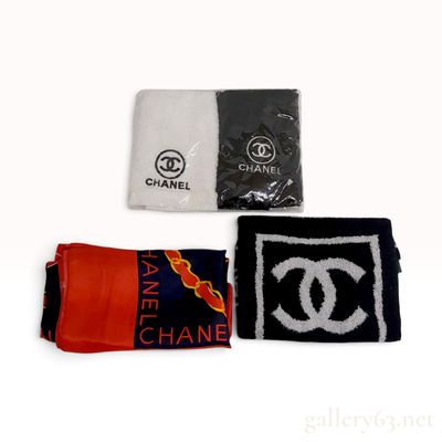 Sale Photo Thumbnail #457: Chanel Logo Chain Motif Scarf and Terry Cloth Towels with Original Packaging