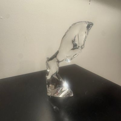 Sale Photo Thumbnail #355: BACCARAT (French) -- Galloping Horse, Clear Crystal Sculpture, Signed