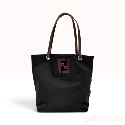 Sale Photo Thumbnail #246: Vintage Fendi Zucca FF Black Nylon and Leather Tote Bag