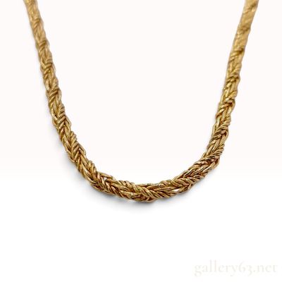 Sale Photo Thumbnail #420: Vintage Christian Dior Gold Tone Twisted Rope Chain Necklace with Pouch