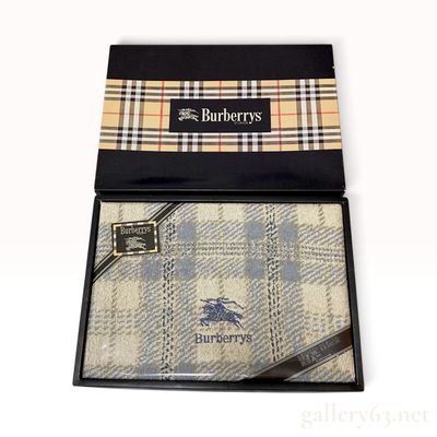 Sale Photo Thumbnail #453: Vintage Burberrys Blue Plaid Cotton Bath Towel with Box
