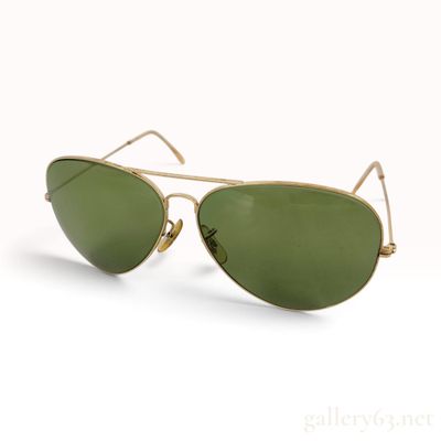 Sale Photo Thumbnail #321: Vintage Bausch & Lomb Ray-Ban Aviator Sunglasses in Gold and Green