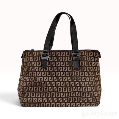 Sale Photo Thumbnail #365: Vintage Fendi Zucchino FF Brown Canvas and Leather Tote Bag