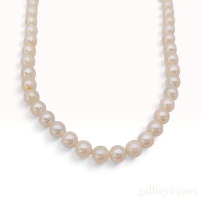 Sale Photo Thumbnail #73: Silver and 6.0mm-6.5mm Cultured Pearl Hand-Knotted Choker Necklace