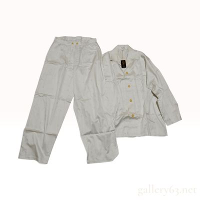 Sale Photo Thumbnail #228: NWT Celine Blazon Jacquard Off-White Silk Two-Piece Pajama Set Size Large with Tags