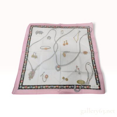 Sale Photo Thumbnail #85: NWT PG by Paolo Gucci Jewelry Print Pink Cotton Scarf 45 cm