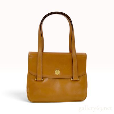 Sale Photo Thumbnail #284: Vintage Celine Tan Calfskin Leather Medallion Flap Shoulder Bag