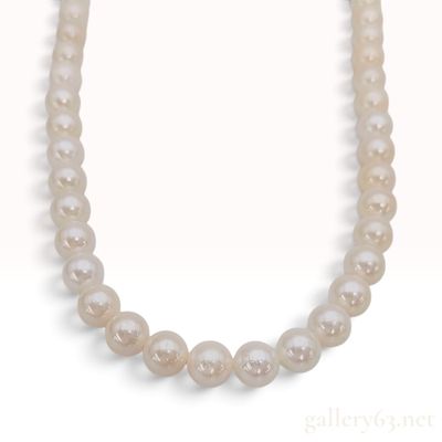 Sale Photo Thumbnail #199: Silver and White Cultured Pearl Single Strand Necklace 35cm