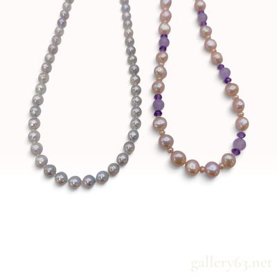 Sale Photo Thumbnail #244: Two Cultured Freshwater Pearl and Amethyst Beaded Strands