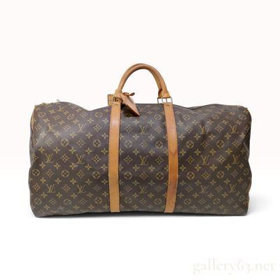 Sale Photo Thumbnail #154: Vintage Louis Vuitton Monogram Keepall 60 Brown Canvas Travel Bag