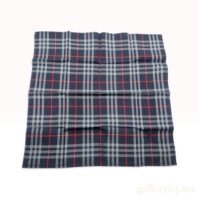 Sale Photo Thumbnail #630: A Vintage Burberrys Signature Check Navy Cotton Scarf 47 cm