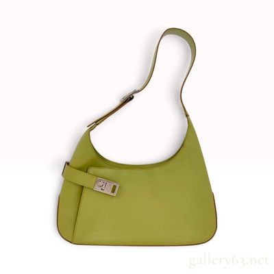 Sale Photo Thumbnail #440: Salvatore Ferragamo Gancini Lime Green Leather Hobo Bag
