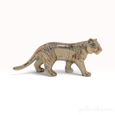Sale Photo Thumbnail #542: Baccarat Zodiaque Tiger 2022 Gold Crystal Walking Tiger Figurine with Box
