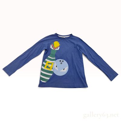 Sale Photo Thumbnail #163: Fendi Kids Bugs Bowling Graphic Blue Cotton Long-Sleeve T-Shirt